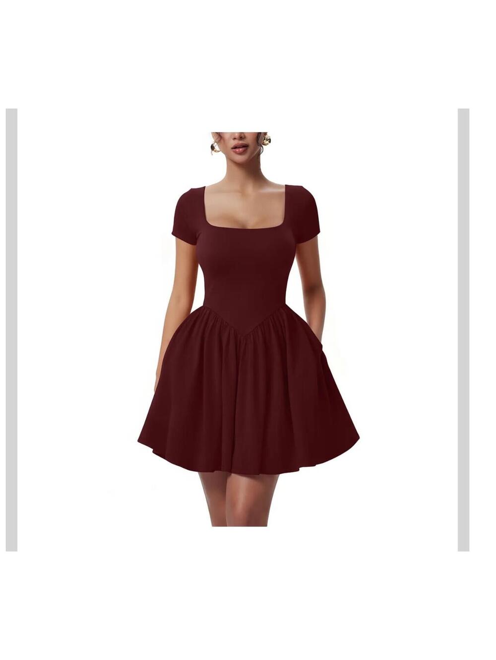 Viral OYS Short Sleeve Tie Back V Mini Dress w/ Pockets